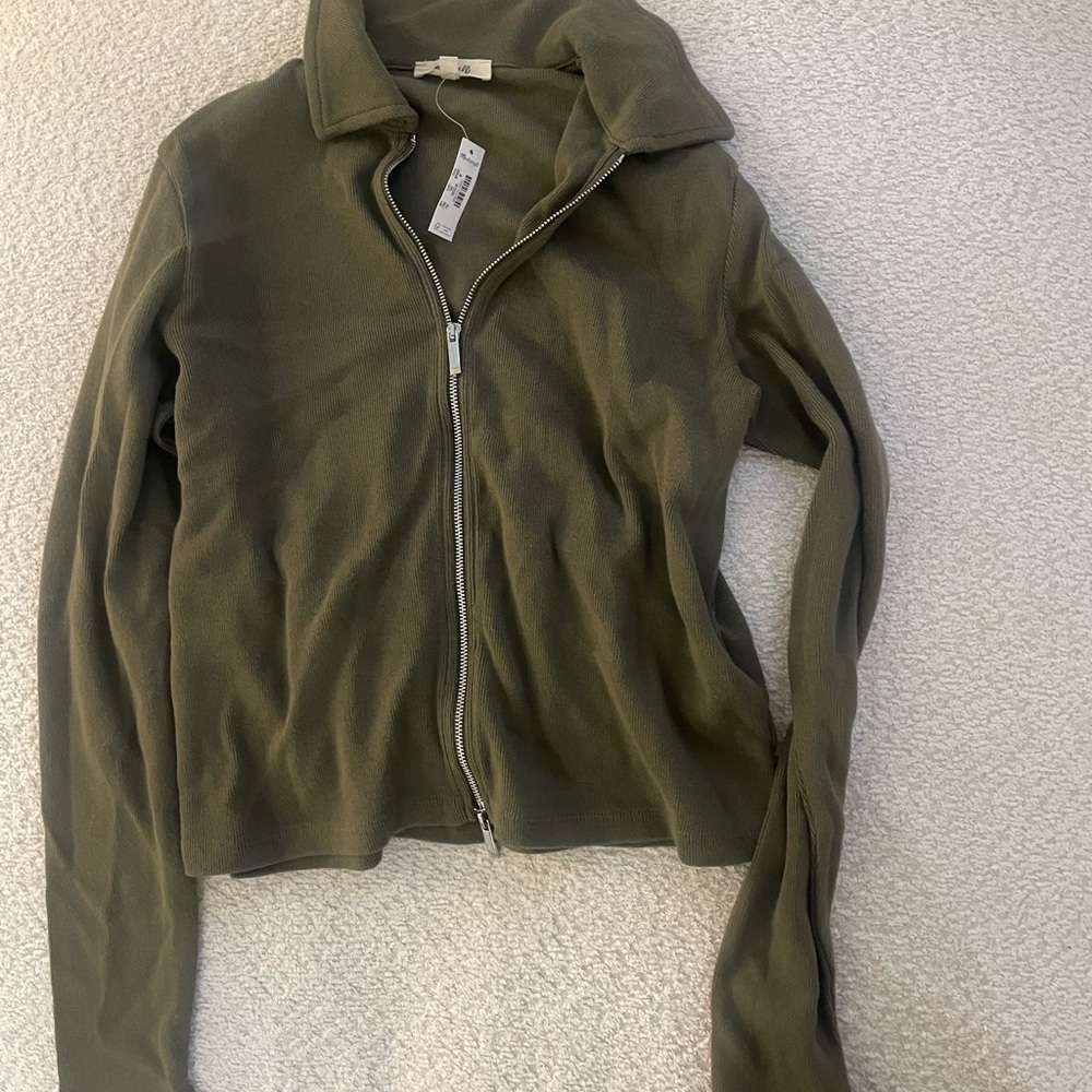 Olive Green Zip-Up Jacket